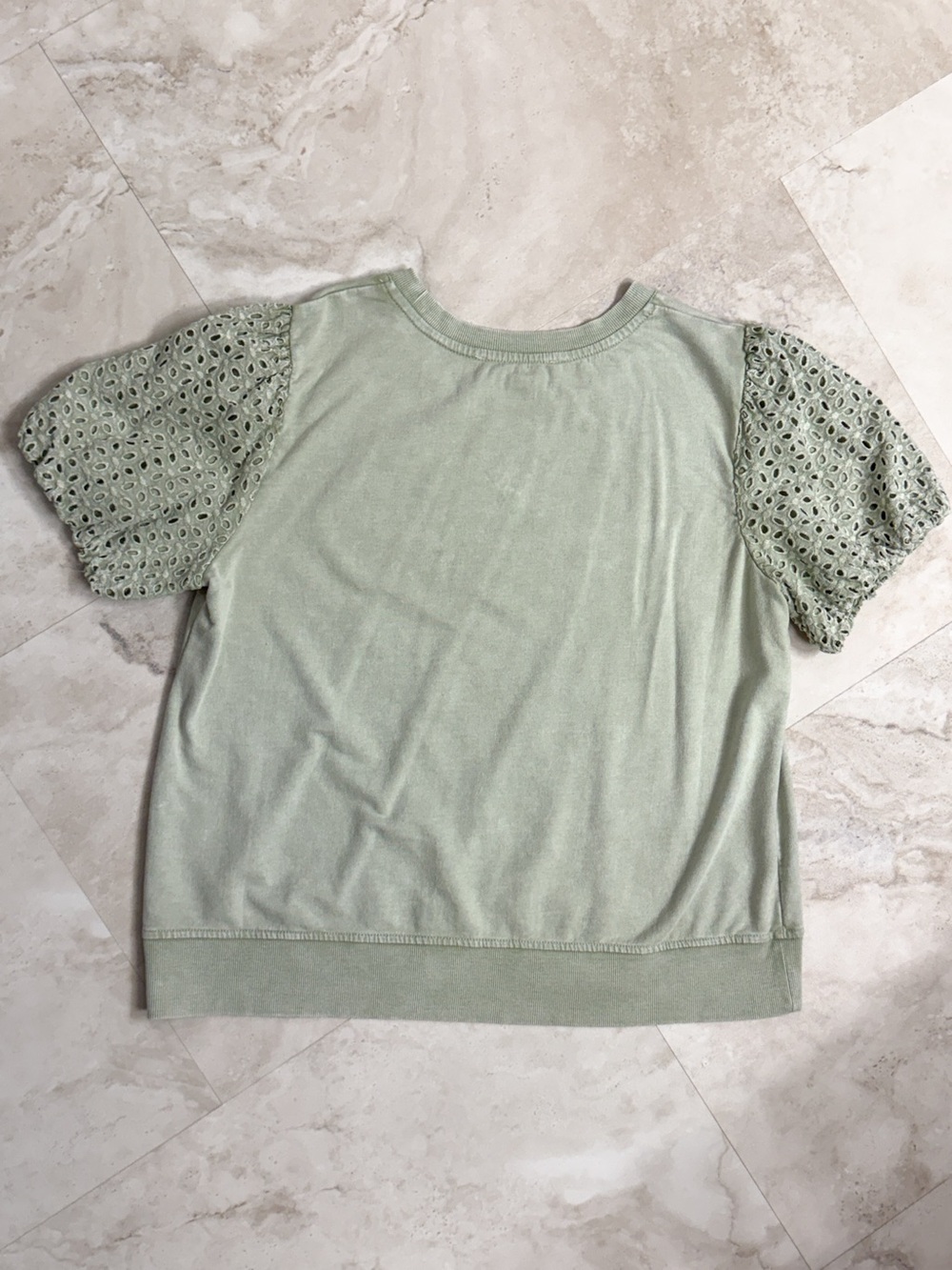 NWT Jane + Delancey Sage Green Eyelet Puff Sleeve Top Large Cottagecore Coastal - Picture 7 of 7